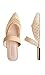 FEVERSOLE Pointed Toe Casual Slingback Flat Mules Women's Fashion Mesh Strap Slide Summer Slippers Beige Vegan Leather Size 7.5 M US