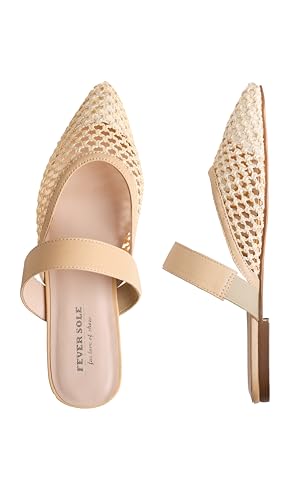 FEVERSOLE Pointed Toe Casual Slingback Flat Mules Women's Fashion Buckle Strap Slide Summer Slippers2