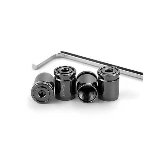 JNNJ 4 Pièces Capuchon de Valve Auto, Bouchons de Valve Antivol, Bouchons Valve Bouchon Pneu Voiture avec Clé, Universel Rechange pour Voitures, VUS, Camions, Motos, Pratique Durable(Noir)