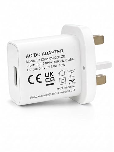 Image of 5V 2A 10W White USB Charger, UK USB Plug with USB-A Output, 100-240V USB Power Adapter for Phone, Tablet & Speakers, Compact Travel USB Charger