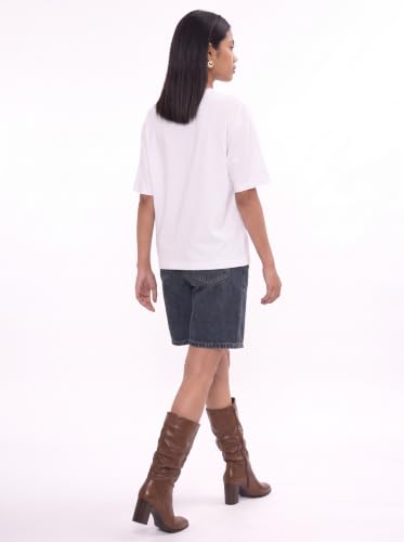 Image of Amazon Brand - Serve Women's Oversized Graphic T-Shirt | Cotton Printed Crew Neck Tee | Half Sleeve Loose Fit