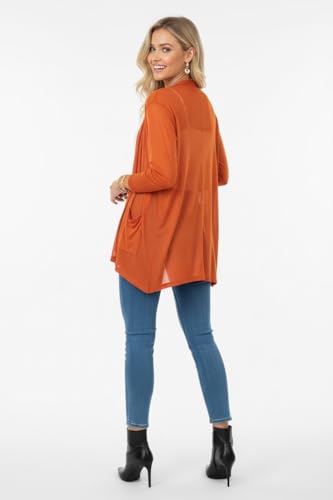 Image of ToBeInStyle Womens Open Front Long Sleeve Lightweight Asymmetrical Draped Cardigan with Side Pockets