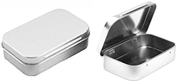Rectangular Empty Hinged Tin Box Containers With Solid Hinged Top. Use for First Aid Kit, Survival Kits, Storage, Herbs, Pills, Crafts (3, Solid Top: 3.63" X 2.32" X .76")
