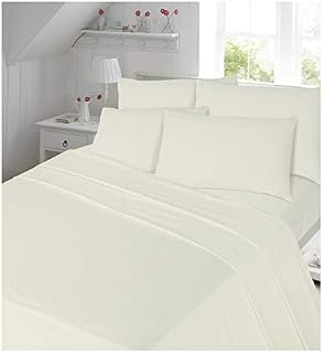 Maria Luxury Bedding & Linen 100% Brushed Cotton Cream Flannelette Flat Sheet, Soft Quality Flat Sheet with Matching Pillowcases - Double, Cream