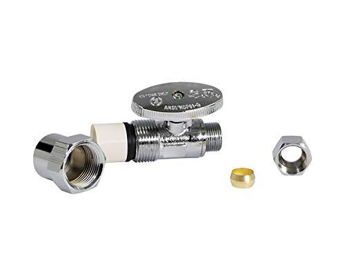 Image of Midline Valve 82412QS-OM-5 Water Supply Stop Valve with Quarter Turn Wheel; One Piece Design; Straight Shut-off for Toilet, Sink, Dishwasher; 1 /2 in. CPVC x 3 /8 in. COMP; Chrome Plated Brass (5 Pack)