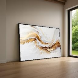 Toile abstraite haut de gamme tons terreux œuvre contemporaine marron avec cadre