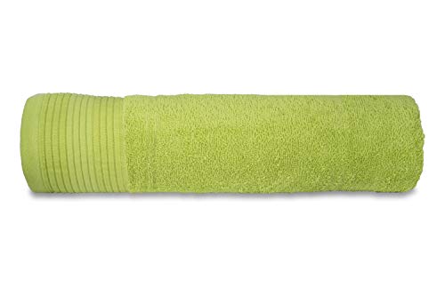 Image of Casa Copenhagen, Super Soft Pleats Collection 2 Pieces 100% Cotton Large Bath Towel (Size : 75 x 150 cm) - Lime & Honey