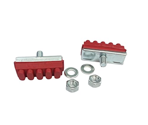 seba.ricambi Coppia Pattini Freno Freni Rosso con Dado e Rondella 40 mm x 13 mm per Bici Biciclette Modello Universale Sport Olanda Torino ECC