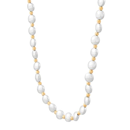 Silpada 'Limitless' Sterling Silver with 14K Yellow Gold Plating Hematite Beaded Necklace, 18" + 2" (6mm)2