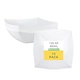 Restaurantware Moderna 128 Ounce Fancy Plastic Bowls 10 Square Disposable Salad Bowls - Durable Heavy-duty Clear Plastic Bowls For Warm And Cold Foods