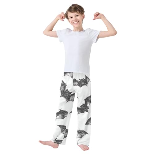 ZZXXB Bat Boys Long Pants Soft Trousers Elastic Waist Kids Lounge Bottoms with Pockets S-XL3