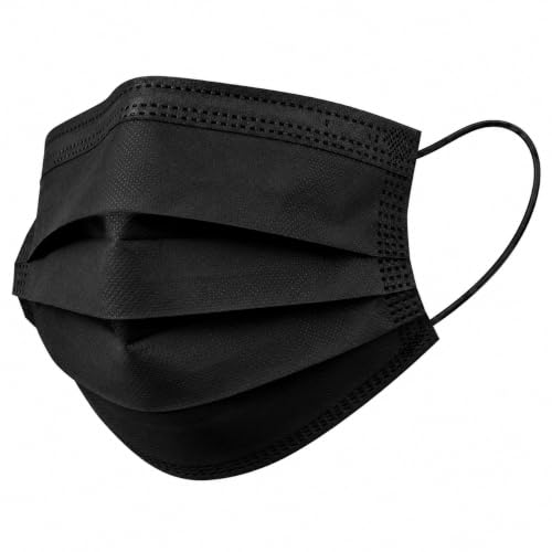Image of Kausta Disposable 3 Ply Face Mask Pack of 50 | Soft Non-Woven Breathable with Elastic Ear Loops & Adjustable Nose Clip | Comfortable Protection for Daily Use Office & Outdoor | Black, White & Blue