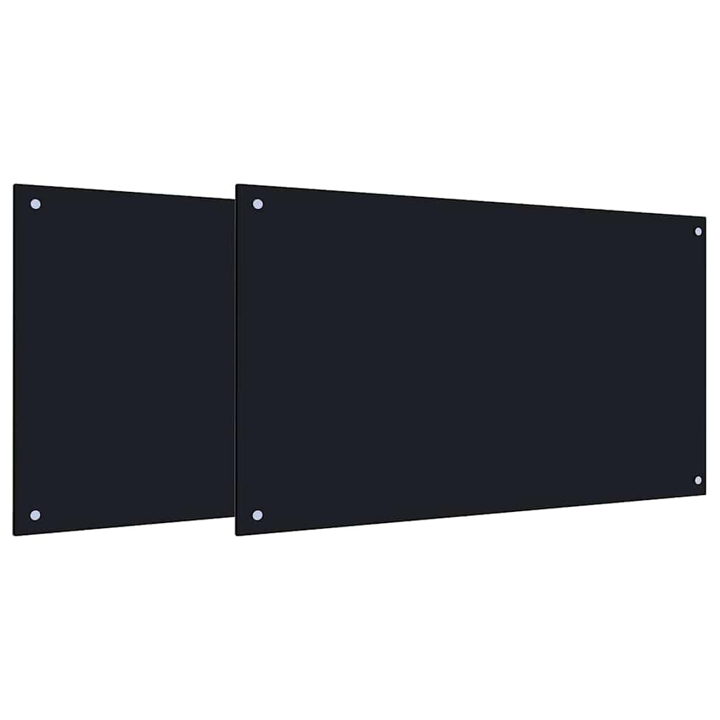 Generisch Küchenrückwand 2 pcs Schwarz 100 x 60 cm Gehärtetes Glas,Heim Garten,Küche Esszimmer,Küchenhelfer -utensilien-3415442
