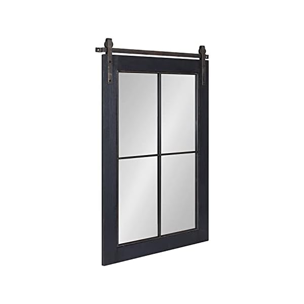 Kate and laurel cates farmhouse window wall mirror 22 x 37 black sophisticated 4 pane panel mirror for wall  urban country home decor