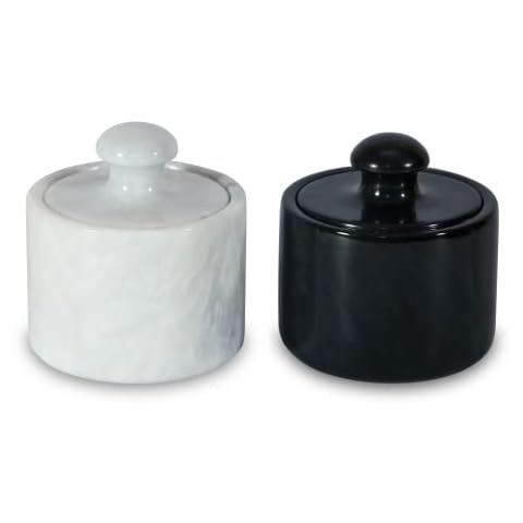 Marble Salt Cellar Keep Spices Fresh Seasoning Holder for Herbs Sugar Salt Keeper With Handmade Lid Knob Like Mushroom Best 3-Inch Marble Dish Cover