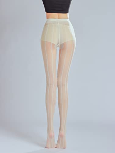 Image of Sahabowi Women Sheer Tights, High Waist Pantyhose, Vintage Control Top Stockings(Patterns Colourful), Pantyhose5