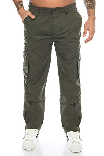Kendindza - Pantalones cargo relajados con cremallera | Pantalones de estilo ranger | Pantalones de ocio vintage | Pantalones de exterior | Pantalones con cremallera caqui M Cover