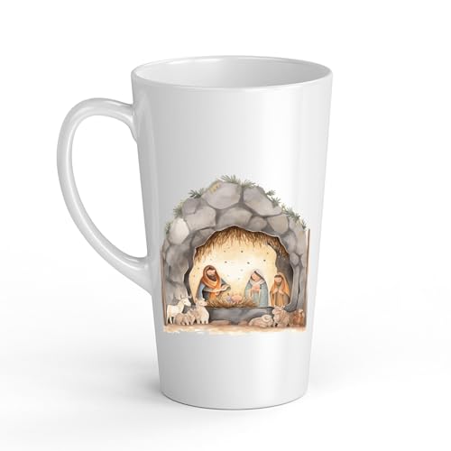 Dropful Becher im Café Latte Elegant Die Weihnachtskrippe in Weiß...