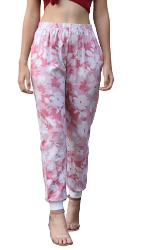 Image of Leriya Fashion Womens Wide Leg Pants Flowers Floral Print Drawstring Loose Long Trousers & Leggings
