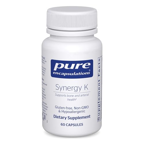 Pure Encapsulations Synergy K - with Vitamin K1, K2 & D3 - Supports Bones, Blood Vessels, Vascular Elasticity & Calcium Utilization* - Includes Cholecalciferol - Gluten Free & Non-GMO - 60 Capsules