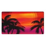 夏休みのヤシの木 アニメゲームマウスパッド ヴィンテージ薄型防水キーボードパッド