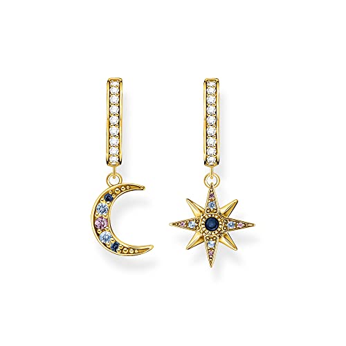 THOMAS SABO Hoop earrings Royalty star & Moon gold 925 Sterling Silver, 18k Yellow Gold Plating