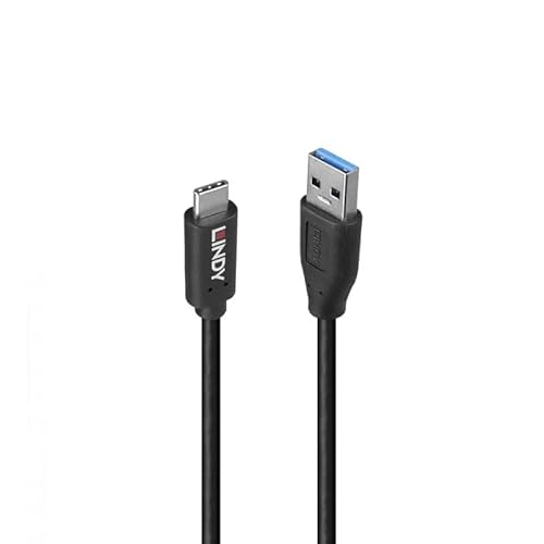 LINDY USB 3.2 Type A to C Cable, 1m, TPE, 10Gbps Data Transfer, GRS Certified Recycled Material, Gold-Plated Contacts, Black