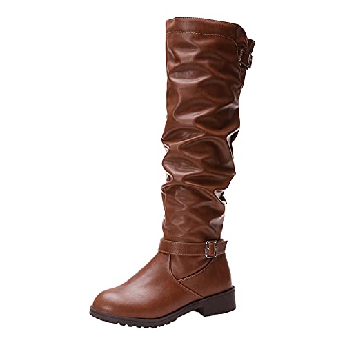 Botte mode mi-ceinture pour femme avec fermeture éclair latérale et bout rond