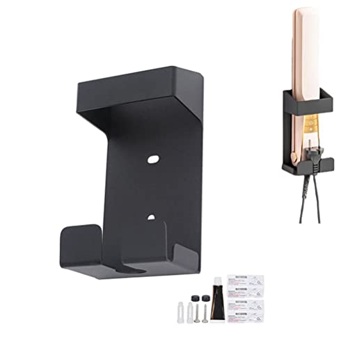 Boxwizard Support de fer à lisser pour fer à lisser, porte-outils en métal, fer à friser en acier inoxydable, porte-outils mural, fer à boucler, étagères de salle de bain Noir