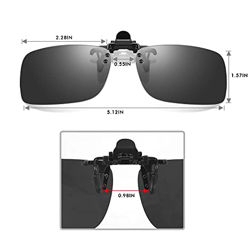 Image of Hifot Clip on Sunglasses 4 Pack,Polarized Lens Fit Over Prescription Glasses,Flip up Rimless Sunglasses