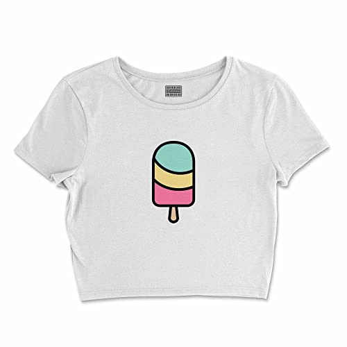 T-shirt femme L taille courte blanc parfait pour un look décontracté