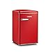 SEVERIN RKS 8830 Mini Frigorifero Retrò 108L, Frigorifero piccolo e silenzioso con diversi scomparti, Congelatore 13L e portabottiglie, 37 dB, Classe energetica D, Rosso