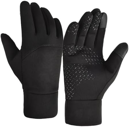 Winter Riding Gloves, Non-Slip Palm Touch Screen Gloves Windproof Full-Finger Cover Accessories for Outdoor Sports Cycling Skiing Running Sports Activities