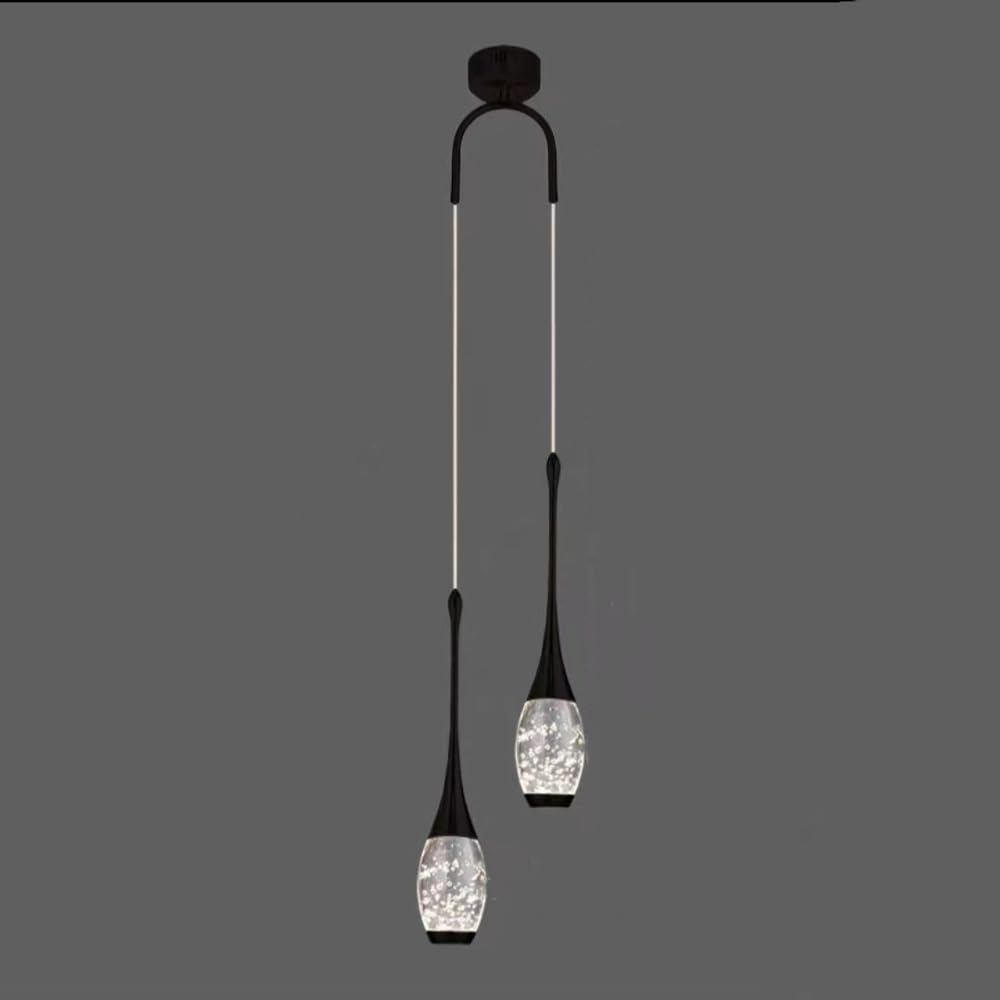 Nowoczesny cylindryczny styl cylindryczny LED lampa wisząca LED 2 światła, czarno-złoty mini żyrandol w stylu vintage, inspiracja z połowy wieku, do przedpokoju, e