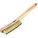 Forney 70518 Wire Scratch Brush, Brass with Curved Wood Handle, 13-3/4-Inch-by-.012-Inch