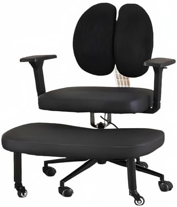 Ergonomic Kneeling Chair with Backrest & Armrests, Adjustable 45-60cm, Rolling Cross-Leg Design for Office & Home Posture Support (Size-2)