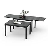 Devoko Tavolo da pranzo allungabile 130 X 80 X 75 Cm, tavolo da balcone in alluminio, resistente alle intemperie, allungabile fino a 260 cm, gambe regolabili, Grigio scuro