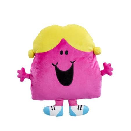 Rainbow Designs Little Miss Chatterbox Pink Cushion - Classic Mr. Men Character Cushions - Colourful Super-Soft Decorative Cushion for Children's Bedrooms, Living Rooms and Playroom