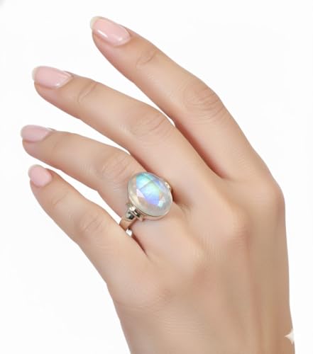 Image of 55Carat Choose Your Color Natural Gemstone Sterling Silver Statement Rings Oval Shape Handmade Sizes 5-12
