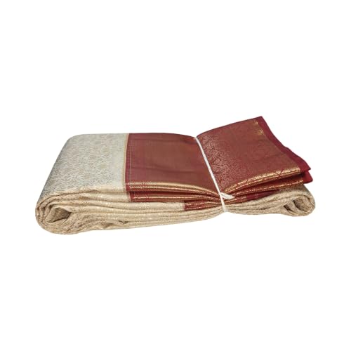 Generic maroon mysore silk saree in pure silk – image 3