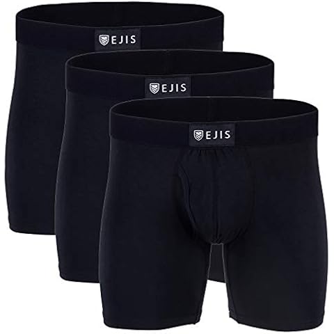 Ejis Premium Men's Boxer Briefs w/Fly, Anti-Odor Silver, Micro Modal, Underwear, Multi-Pack (3 Pack) (M, Black) Cover