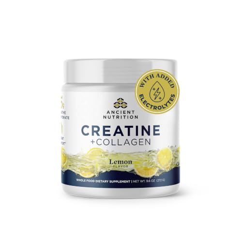 Ancient Nutrition 5g Creatine Monohydrate + Collagen + Electrolytes, Lemon | Muscle Strength, Lean Body Mass, Joint Comfort & Cognitive Support, Includes 5g Creatine Monohydrate for Women - image 1