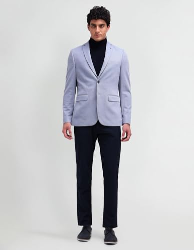 Image of Arrow Knitted Mens Blazer - Self-Design Striped Pattern, Five Pockets, Double-Vented Back Hem Stylish Blazer for Men