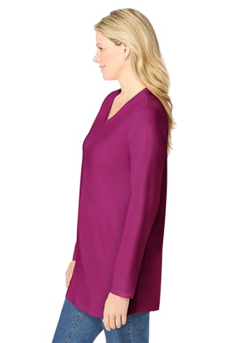 Woman Within Plus Size Perfect Long-Sleeve V-Neck Tunic3
