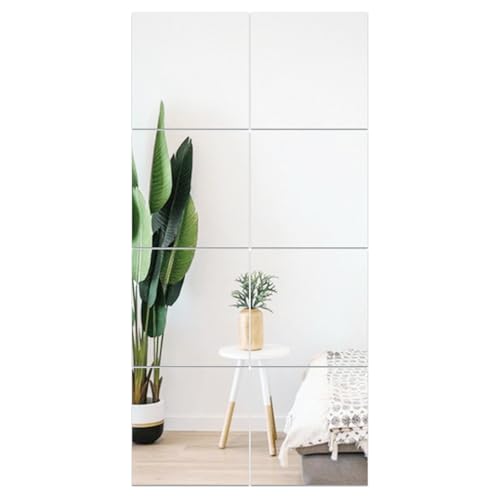 Full Length Acrylic Mirror Tiles 30cm x 30cm x 8 Pcs, Toddler Mirror Unbreakable Non Glass Safety Plastic Mirrors for Children, Frameless Preschool Mirrors for Classroom Kids Mirror Self Adhesive