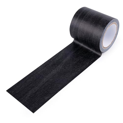 Wood Grain Repair Tape, 2.2 Inch x 15ft Wood Colored Trim Wood Effect Duct Tape Self-adhesive Simulated Wood Patch Tape for Tables, Doors, Windows, Floors (Black)