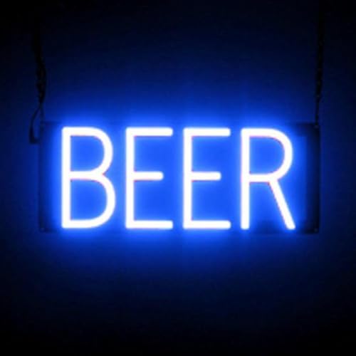 Image of SpellBrite LED Neon BEER Sign for Business - Blue, 16 inch x 6 inch | Ultra-Bright Click-Together Signage for Bars & Restaurants, with Visibility from 500 ft - 8 Animations, 6 Brightness Levels
