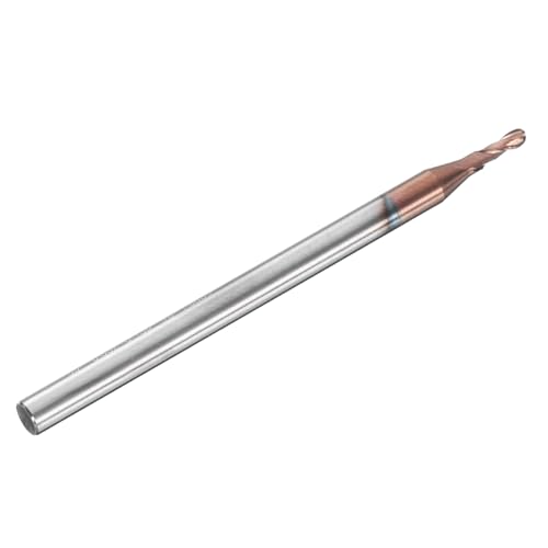 Image of HARFINGTON Ball Nose End Mill 2 Flute 0.061 inch Diameter 1 /8 inch Shank Tungsten Carbide Uncoated Spiral CNC Router Bits 0.183 inch Cutting Length Single End Ball for Carving Engraving Grinding