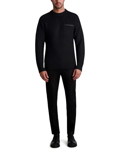 KARL LAGERFELD Men's 1 Chest Zip Pocket Soft Sweater