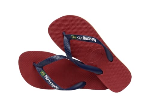 Havaianas Sandália unissex infantil com logotipo do Brasil, Vermelho, 11 Little Kid
